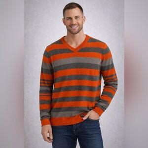 Men's Ripzone Striped Orange and Gray Sweater